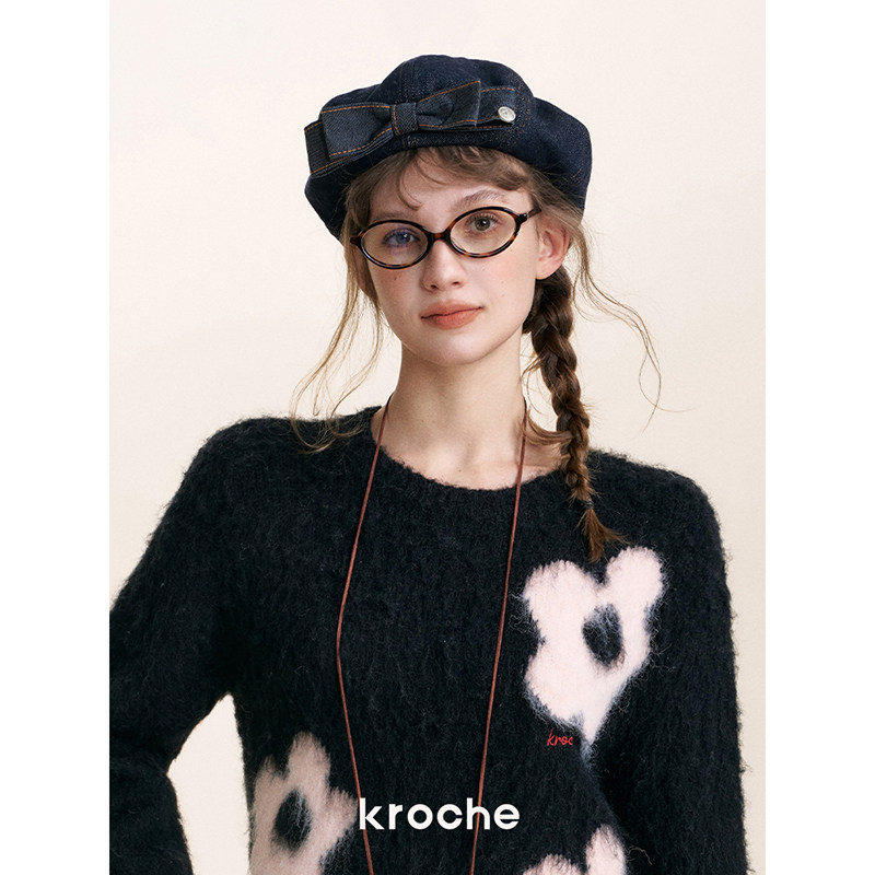 KROCHE フラワー ジャカード 長袖 ニット KB4537