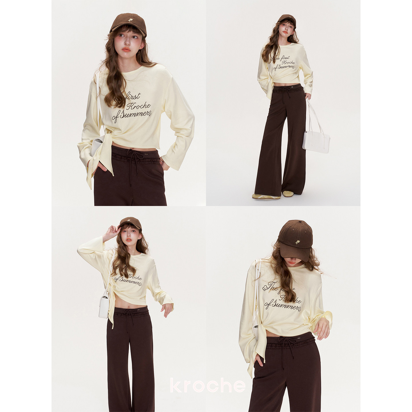 KROCHE 配色 長袖 Tシャツ KE1093