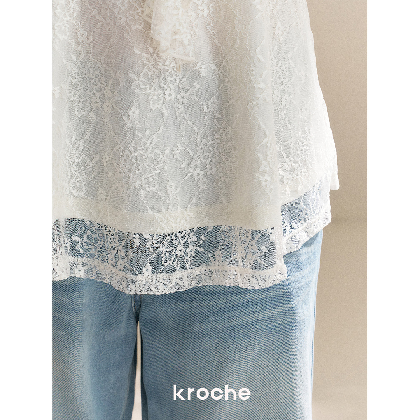 KROCHE レース フリル Vネック ホルターネック キャミソール