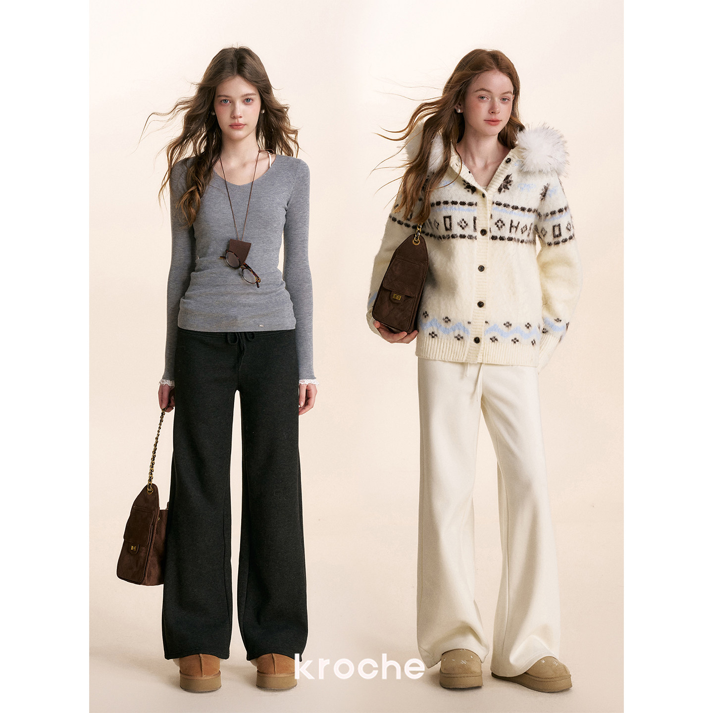 KROCHE レース ストレート パンツ KL8034