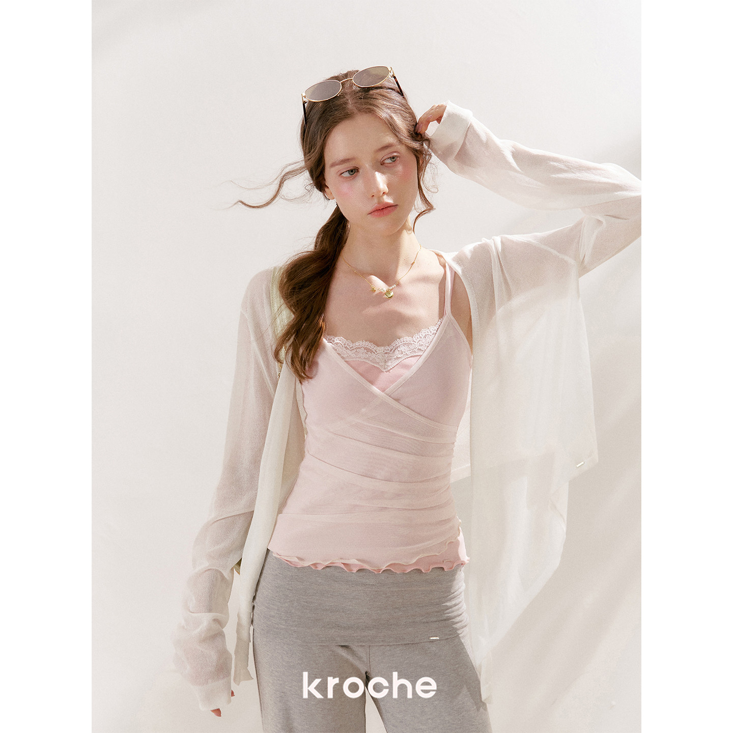 KROCHE レース 重ね着風 キャミソール