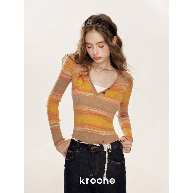 KROCHE レース デニム ハイウエスト ワイド デニムパンツ KB4448
