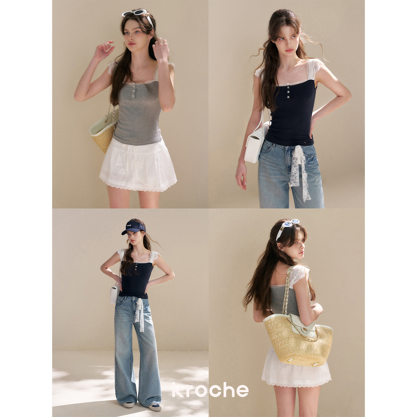 KROCHE レース Tシャツ KP8091