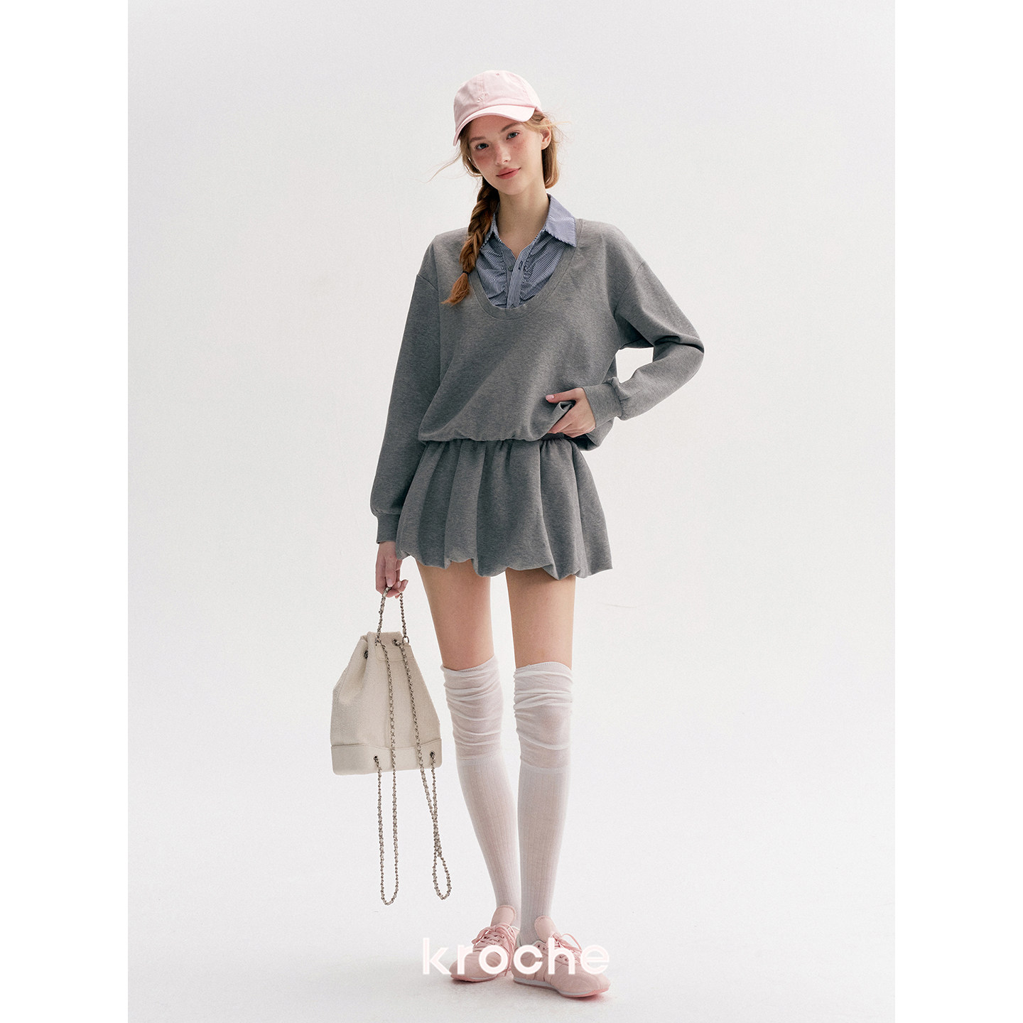 KROCHE チェック 重ね着風 セットアップ KPK7026
