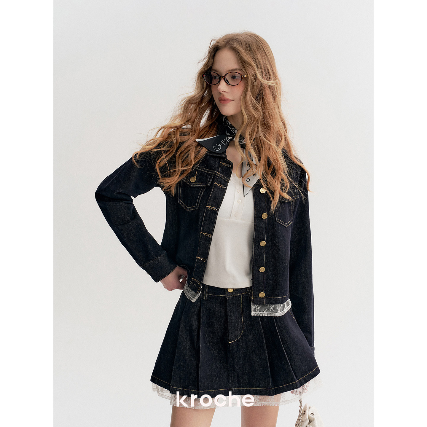 KROCHE レース デニム セットアップ KZY5014