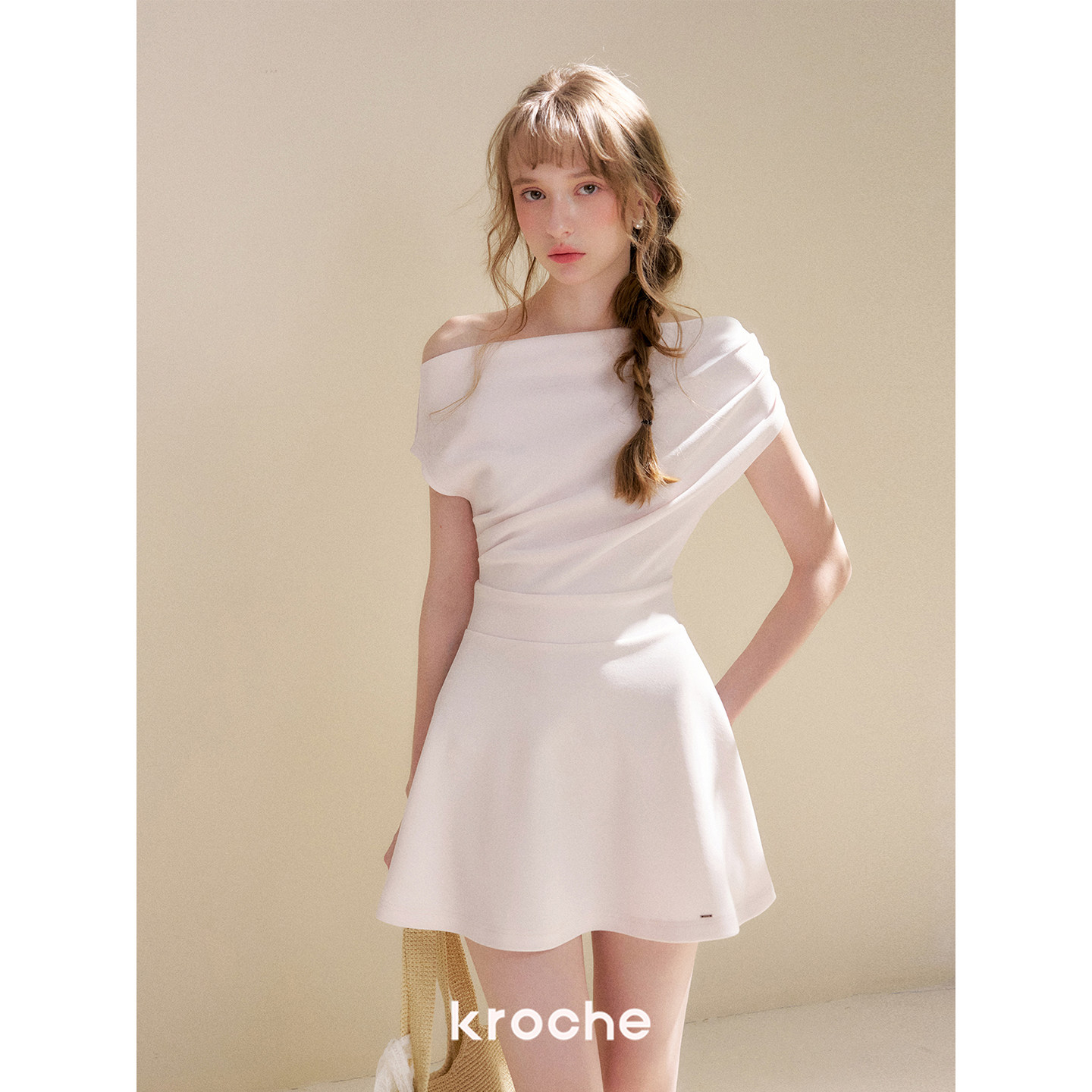 KROCHE リボン アシンメトリー ワンピース KR6064