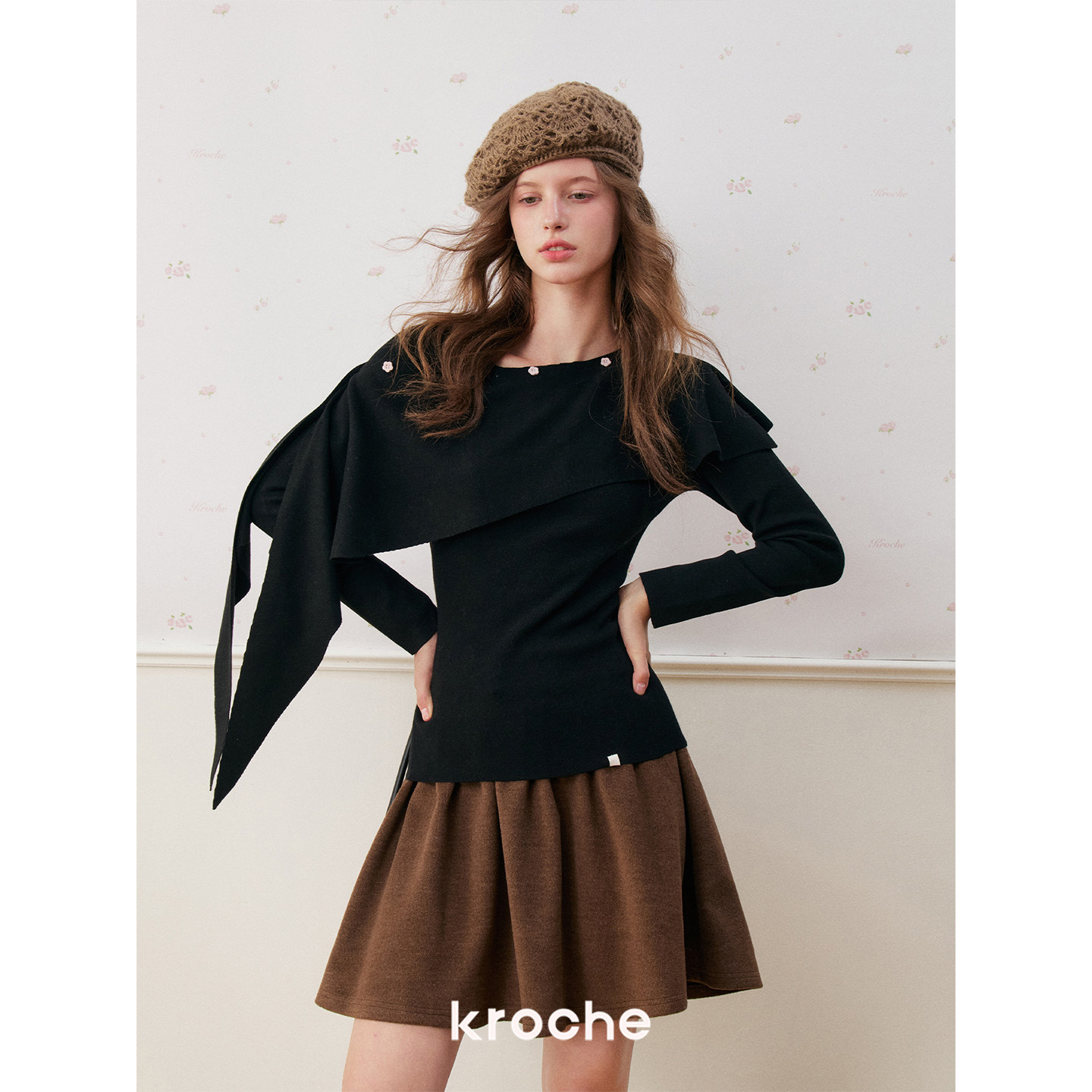 KROCHE チェック 重ね着風 スカート KDC3085