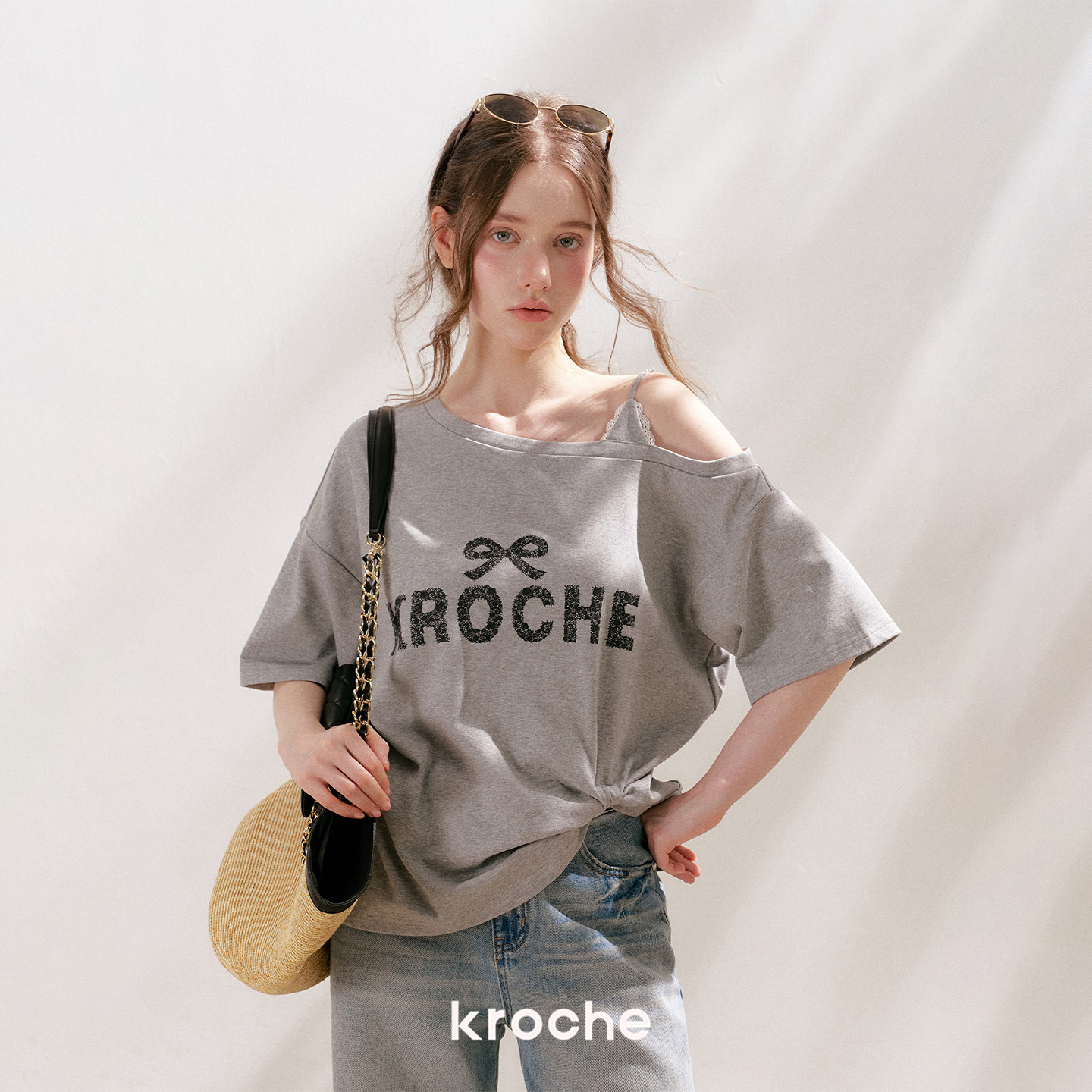 KROCHE プリント デニム Tシャツ KEC4069