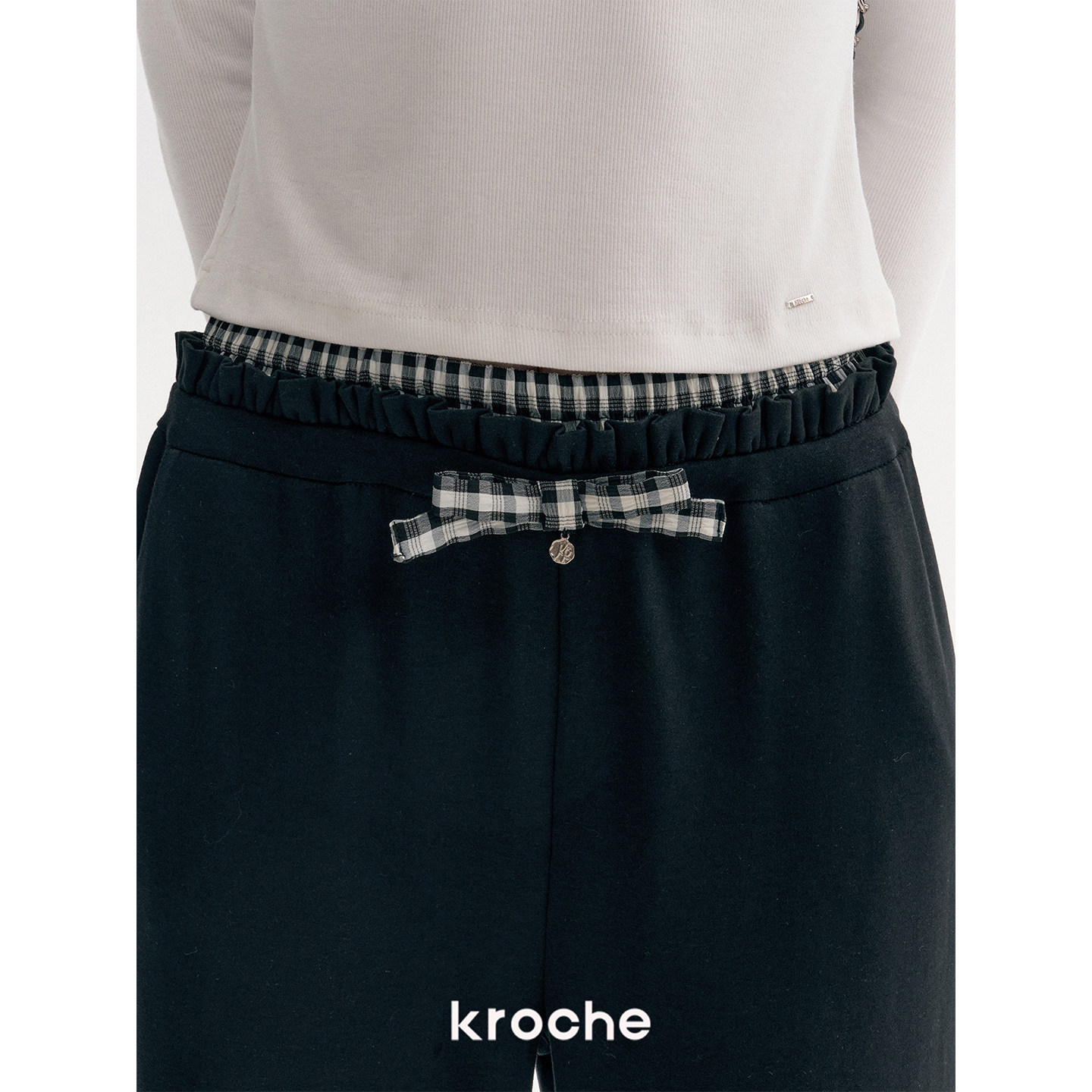 KROCHE リボン チェック 配色 パンツ KL5009