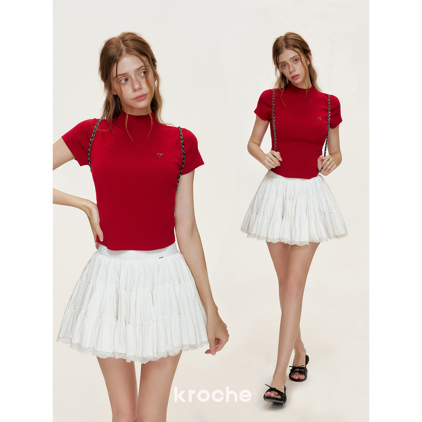 KROCHE レース 半袖 Tシャツ KPC0002