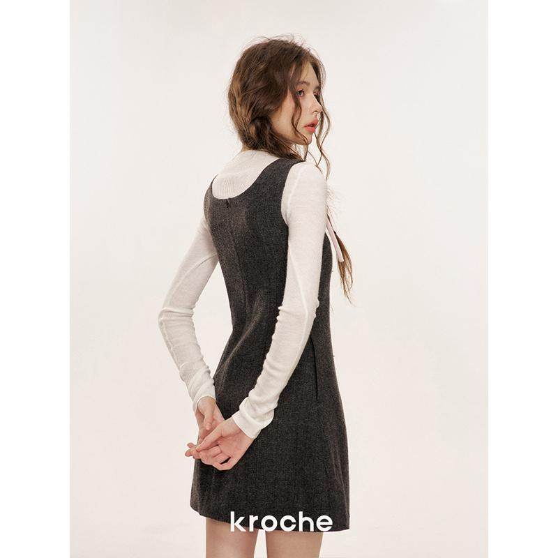 KROCHE リボン 配色 ワンピース KB4474
