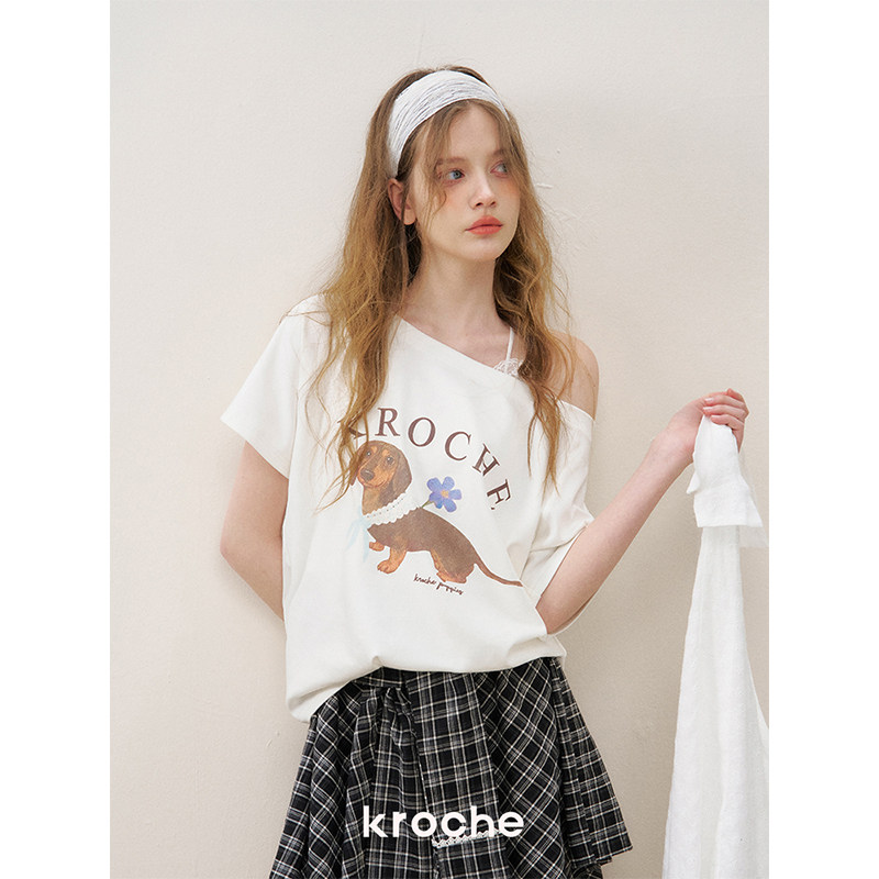 KROCHE アシンメトリー 半袖 Tシャツ KEC4004