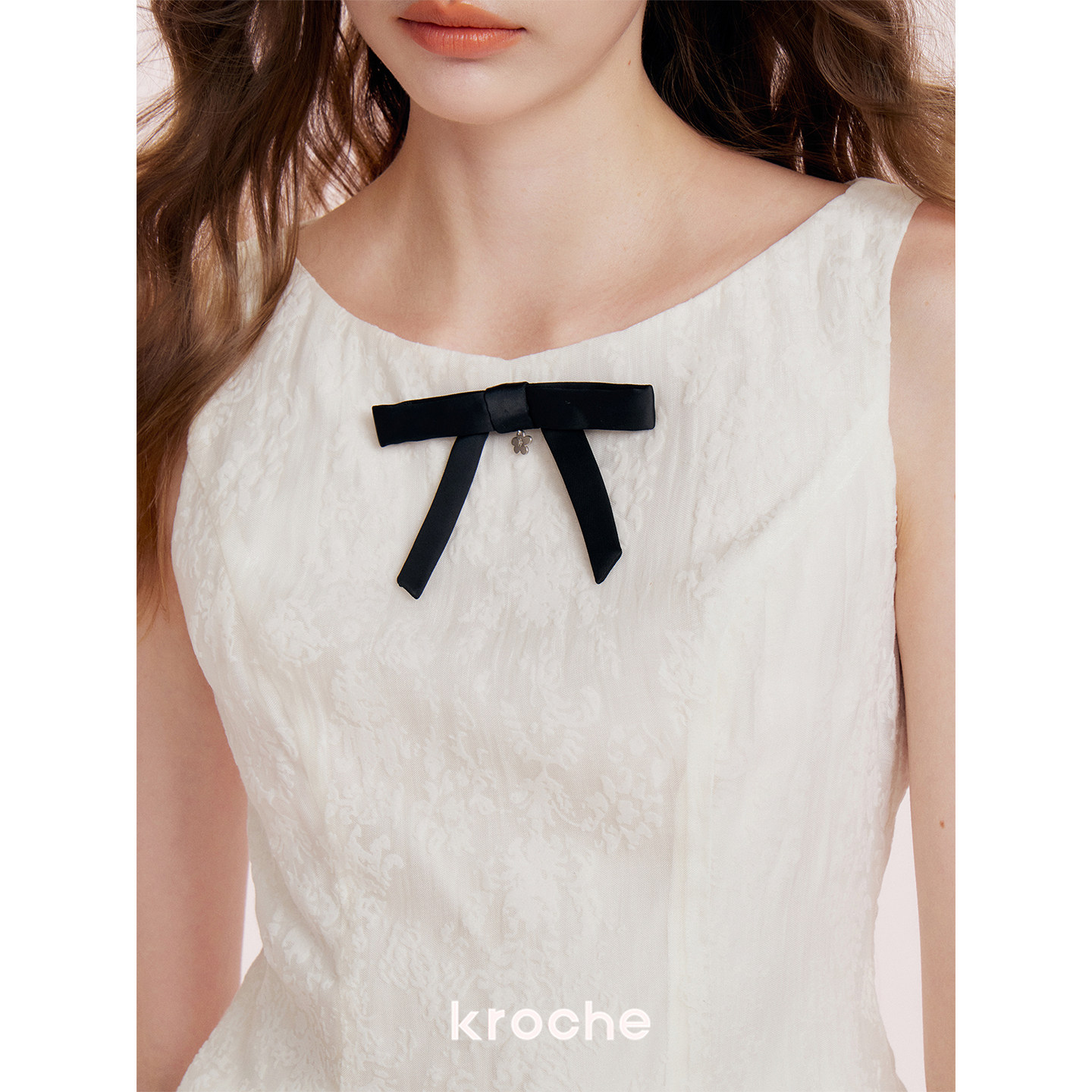 KROCHE リボン プリント 配色 ワンピース KR4124