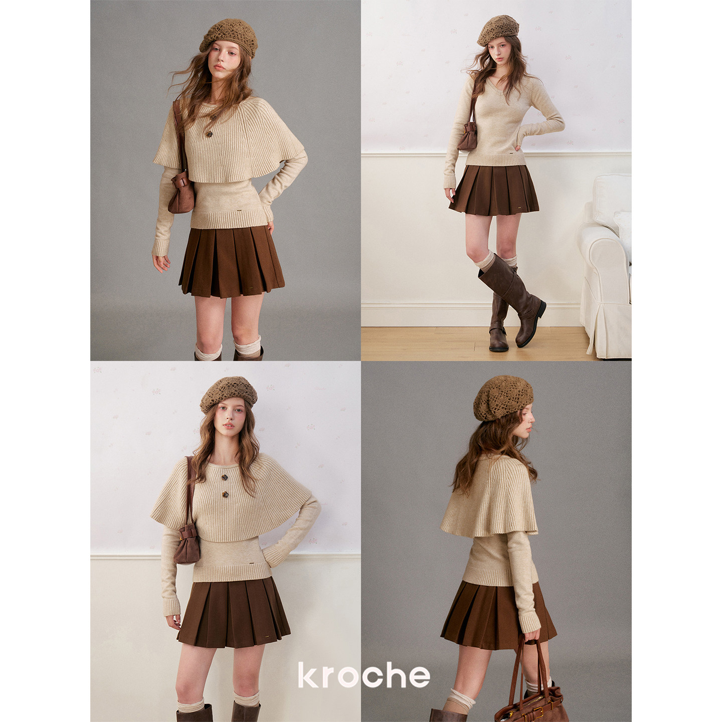 KROCHE フラワー 配色 ニット KP3127