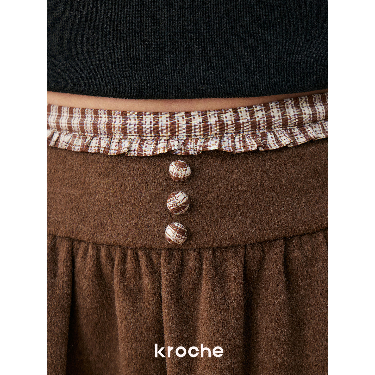 KROCHE チェック 重ね着風 スカート KDC3085