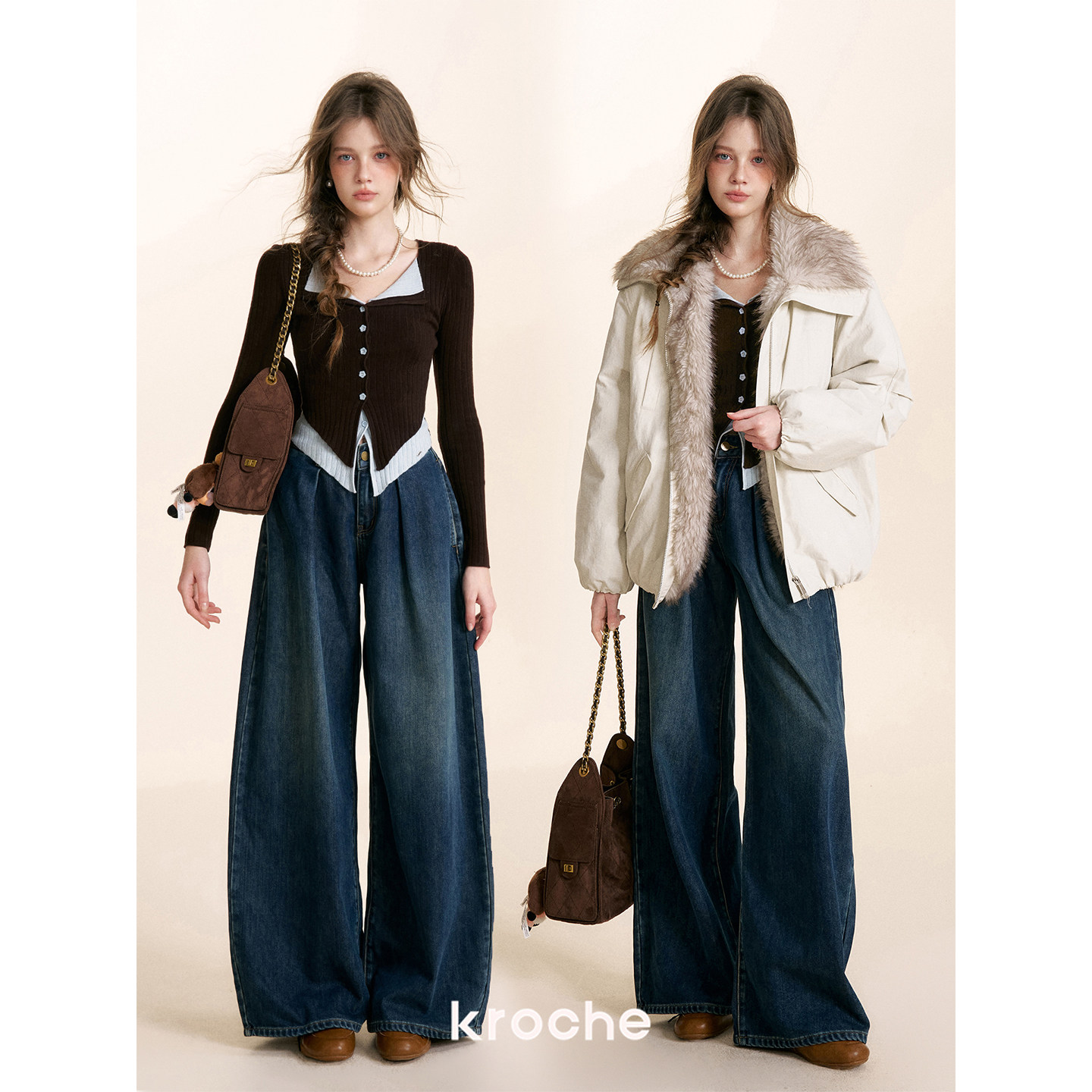 KROCHE デニム ワイド デニムパンツ KN2020