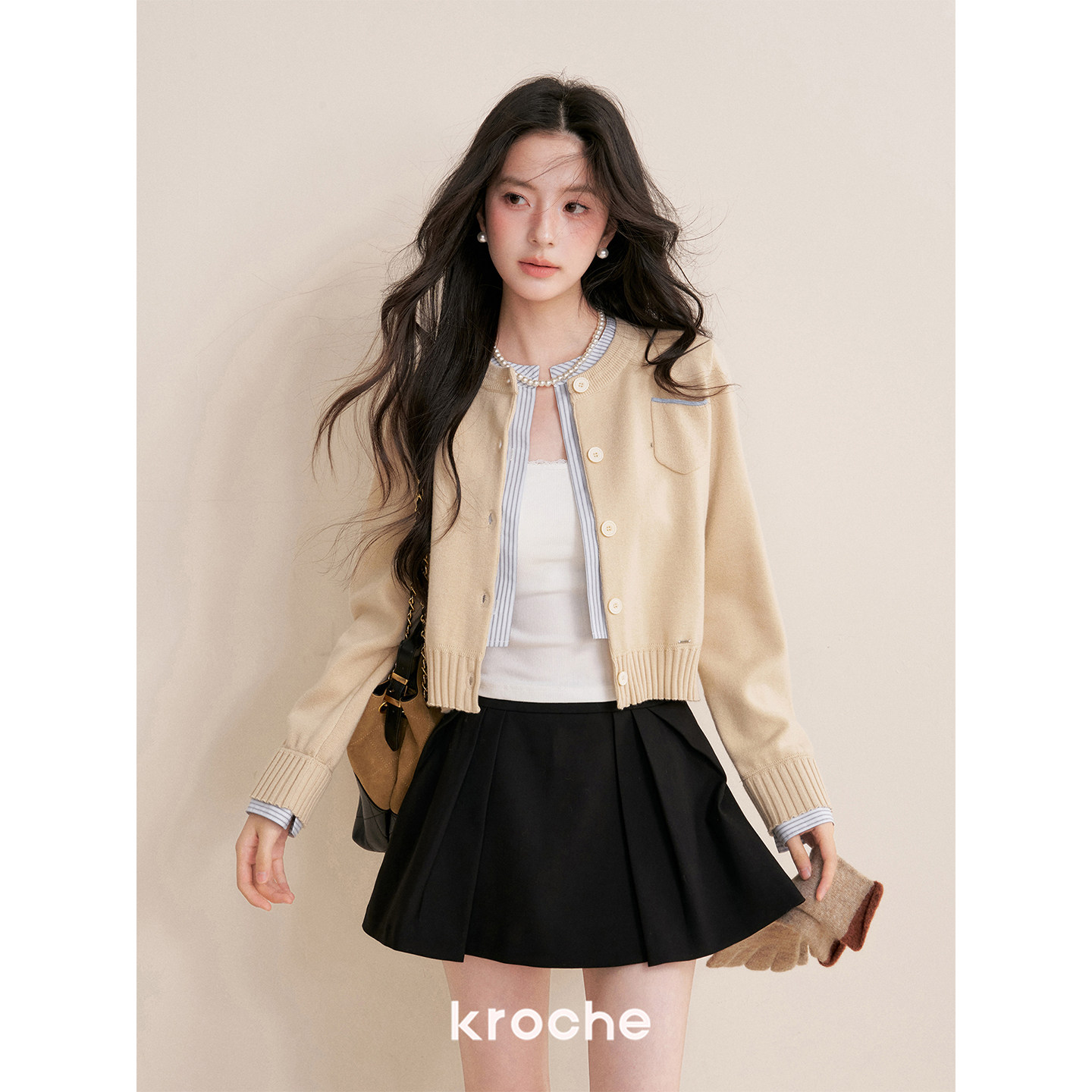 KROCHE 配色 重ね着風 ニット KP7044