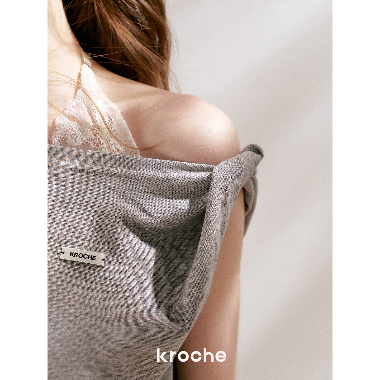 KROCHE レース アシンメトリー ホルターネック セットアップ