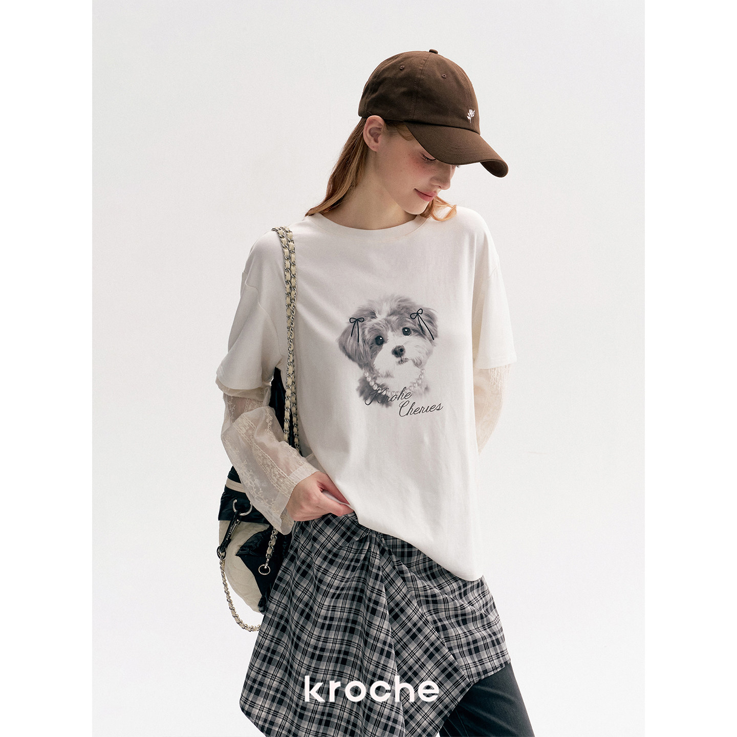 KROCHE 刺繍 透かし編み 長袖 Tシャツ KE4023
