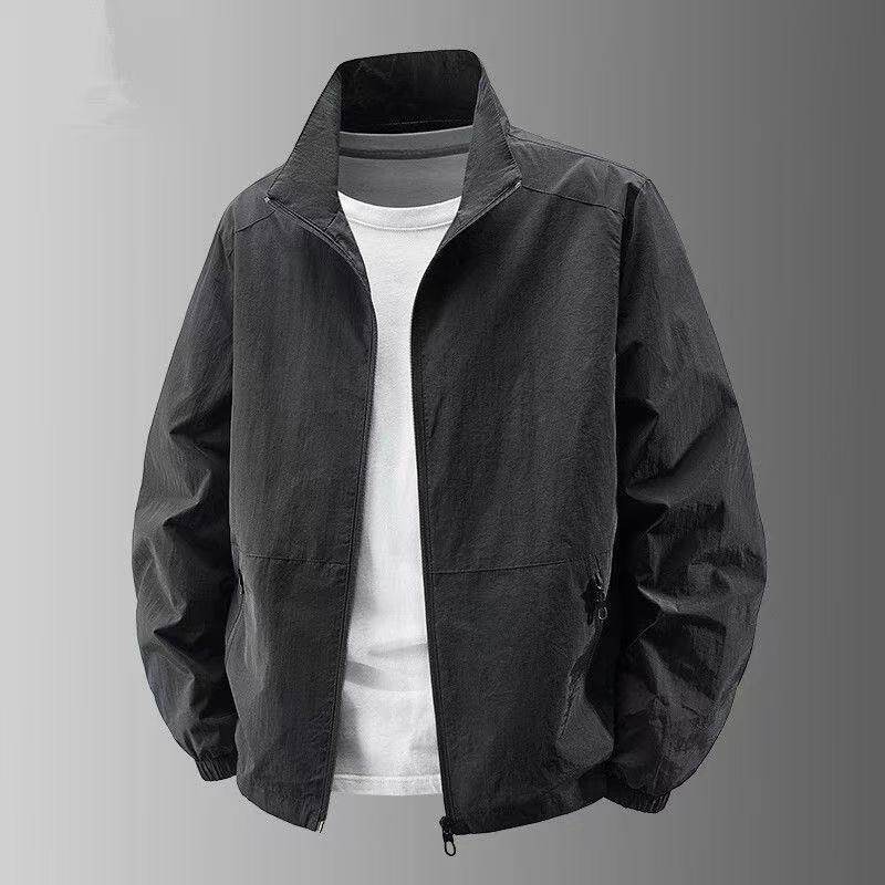 New Balance Summer Lightweight Casual Stand-Up Collar Short Windbreaker Jacket Men's Sports Sun Protection Clothing Skin Jacket Black Jacket