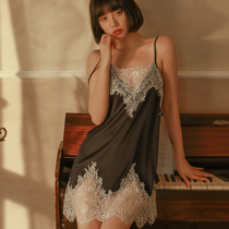 Erotic sexy harness sleepwear womens summer lace sleeping dress thin and erotic lingerie ice silk pure desire to be extremely seductive