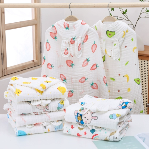 Детское хлопковое марлевое банное полотенце, плащ, мультяшный банный халат, мягкое одеяло, хорошо впитывает воду