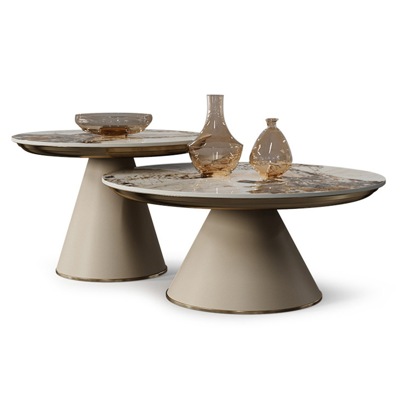 Light luxury modern size round rock board coffee table Italian minimalist small apartment living room home new high-end coffee table table