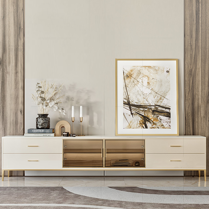 Light luxury style rock board coffee table TV cabinet post-modern minimalist paint high storage floor cabinet small apartment living room furniture