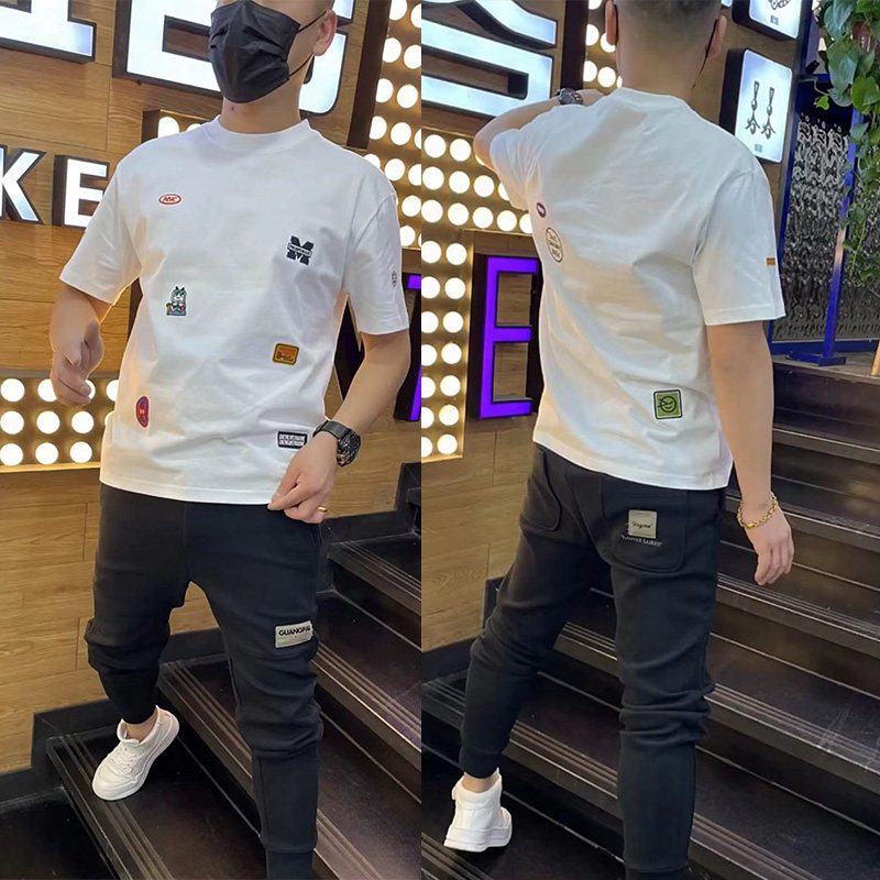 T-shirt uomo stampata slim fit maniche corte girocollo casual_voghion.com