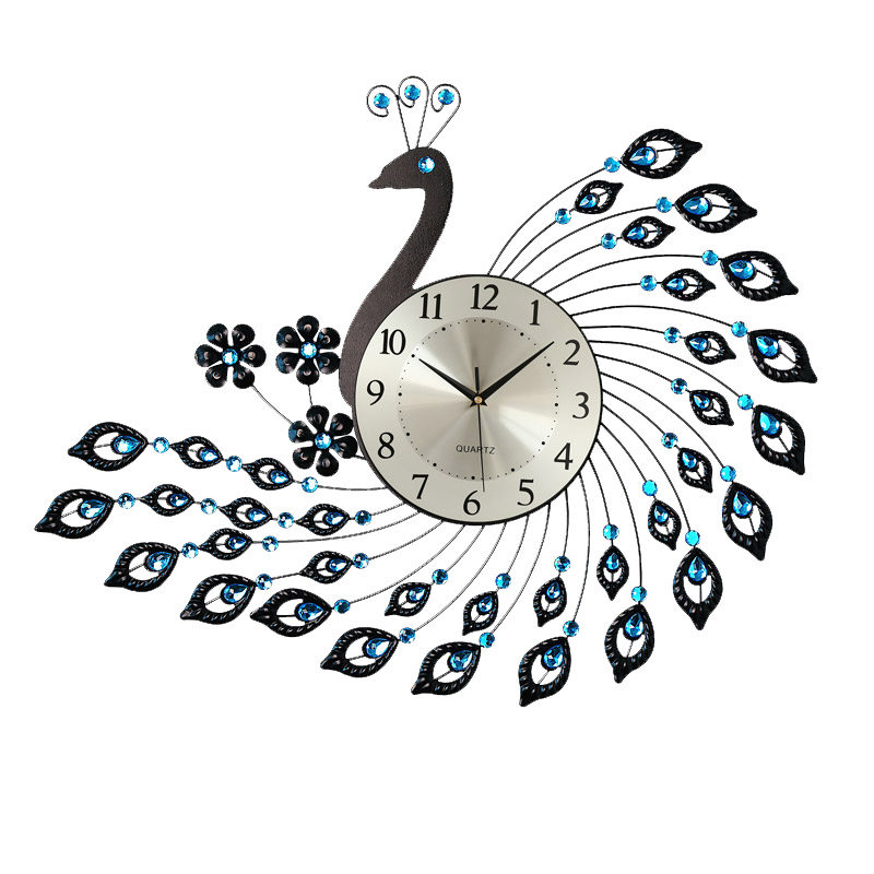 European-Style Peacock Clock Wall Clock Living Room Simple Modern Personalized Creative Clock Home Decoration Silent Quartz Clock