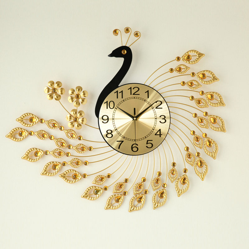 European-Style Peacock Clock Wall Clock Living Room Simple Modern Personalized Creative Clock Home Decoration Silent Quartz Clock