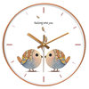 Cartoon Kissing Bird Art Wall Clock for Living Room, Home Use, Creative Simple Clock, Living Room Decoration, Quartz Clock, Silent