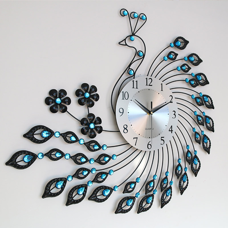 European-Style Peacock Clock Wall Clock Living Room Simple Modern Personalized Creative Clock Home Decoration Silent Quartz Clock