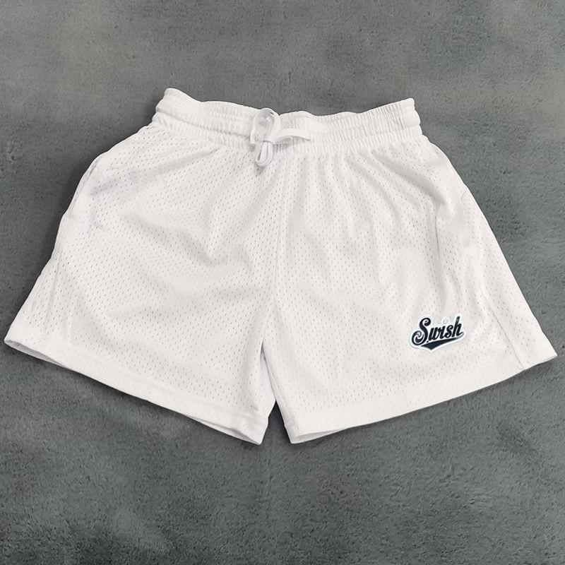 Swish American Style Knee-Length Basketball Shorts Men's Sports Training Retro Quarter Mesh Shorts with Print