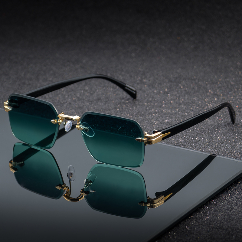 Amazon Frameless Square Sunglasses for Men and Women, Parents Travel Sun Protection Sunglasses, Anti-Uv Colorful Glasses