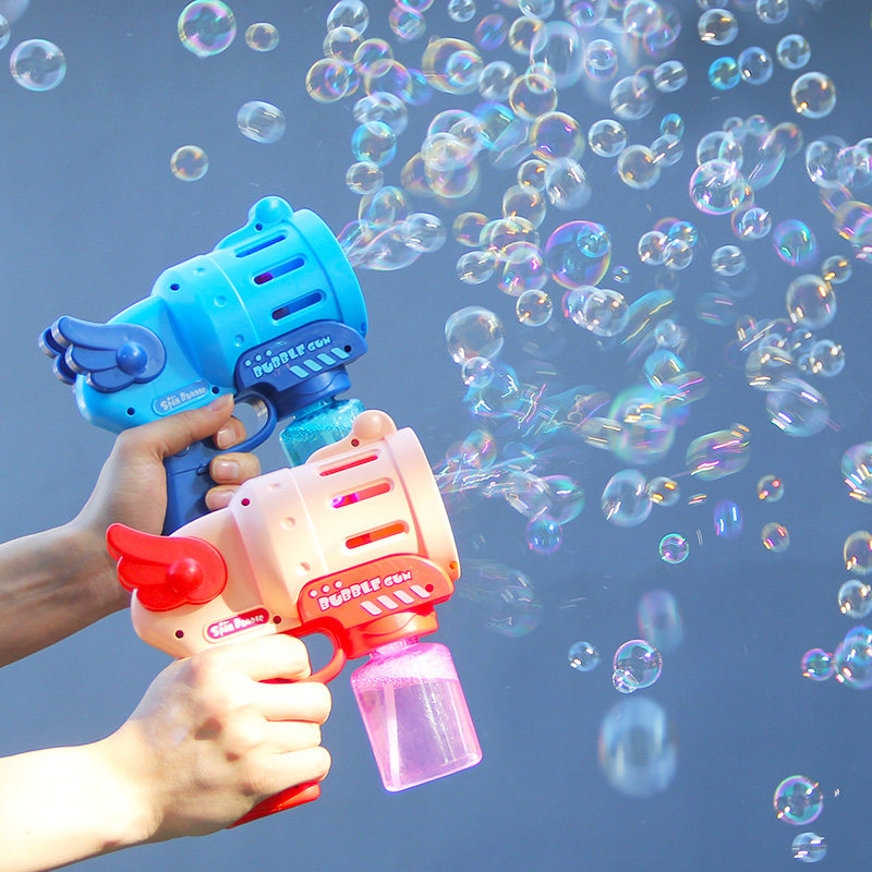 Net Red Toy Five-hole Bubble Machine Fully Automatic Electric Bubble Gun Gatling Girl Heart ins Children Blow Bubble