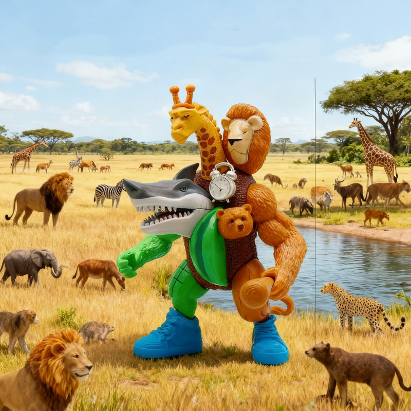 Giraffe Lion King Fusion Monster Foreign Mountain and Sea Classic Golden Fusion Monster Silver Fusion Monster Doll Children's Toy