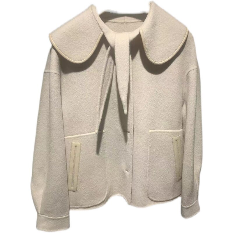 (Light Luxury Queen sara) Wool Bow Tie Short Coat 085Y