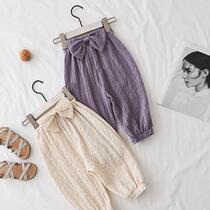 Girl 90% Pants Cute Summer Dress Foreign Air Baby Mosquito-Proof Pants Bunches Pants Slim Bow Tie Light Caged Pants Children Clothing