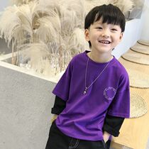 Boy long sleeve T-shirt 2022 spring autumn new CUHK child leave Two undershirt baby handsome 100 lap blouse