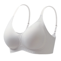Catman Underwear Womens Seamless Back Gathering Pull-up and Secondary Breast Support Anti-sagging Autumn and Winter Striped Fabric Bra