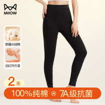 Catman High Waist Pure Cotton Autumn Pants Womens Warm Pants Thin Large Size Autumn and Winter 2024 New Antibacterial Bottoming Pants