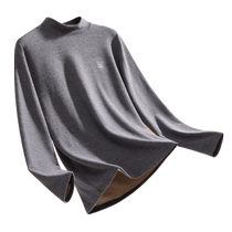 Catman thermal underwear mens plus velvet thickened youth base cotton sweater mid-collar ultra-thick autumn clothes and long pants suit winter
