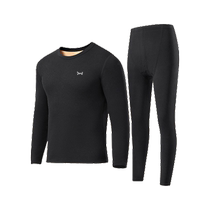 Catman thermal underwear mens thickened and velvet autumn and winter mid-collar anti-cold and fever thick youth autumn underwear set
