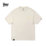 Хлопковая абрикосовая приятная телу футболка для отдыха, в американском стиле, короткий рукав, оверсайз, большой размер