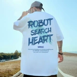 潮牌t恤男港风高街宽松大码加肥胖子夏季纯棉五分袖情侣装短袖潮