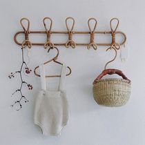 ins handmade retro natural rattan clothes hook childrens clothing store photo coat rack clothes display rack wall hanging rack