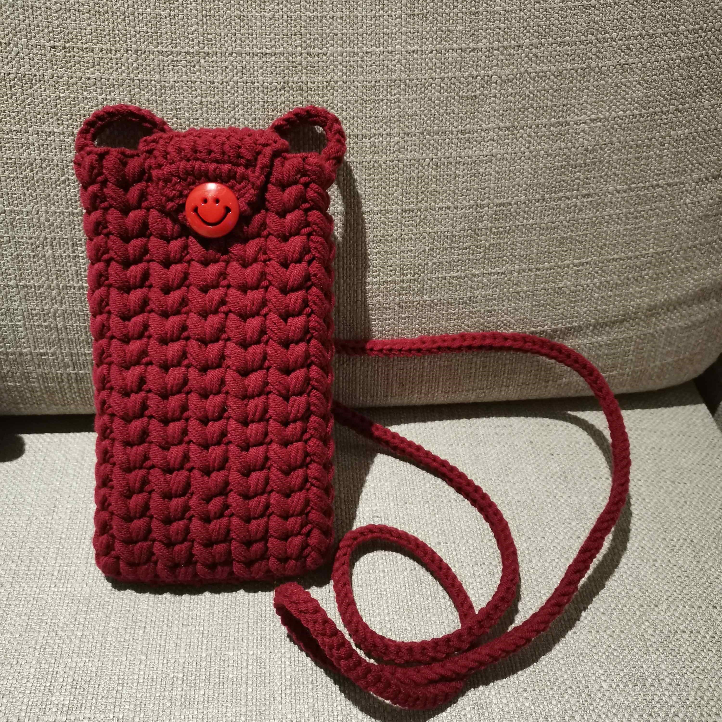 Mobile phone bag weaving handmade diy wool finished bag hook line female Messenger new 2022 multi-functional all-match bag