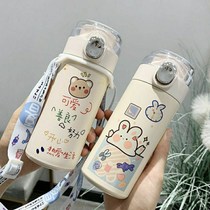 Thermos cup Girls cute Cup children Primary School water bottle 304 stainless steel cup ladies portable net red