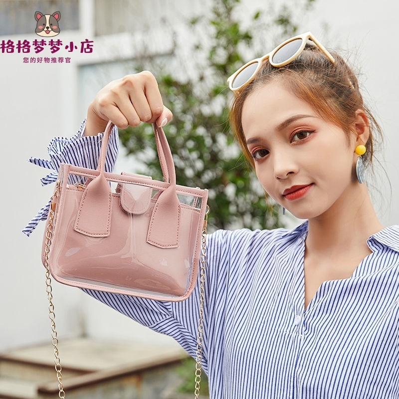 Crystal Pack Bag Women Hand Small 2021 Spring Tide Transparent Primary Jelly Bag Fashion 100 Hitch Woman Single Shoulder Inclined Satchel Bag